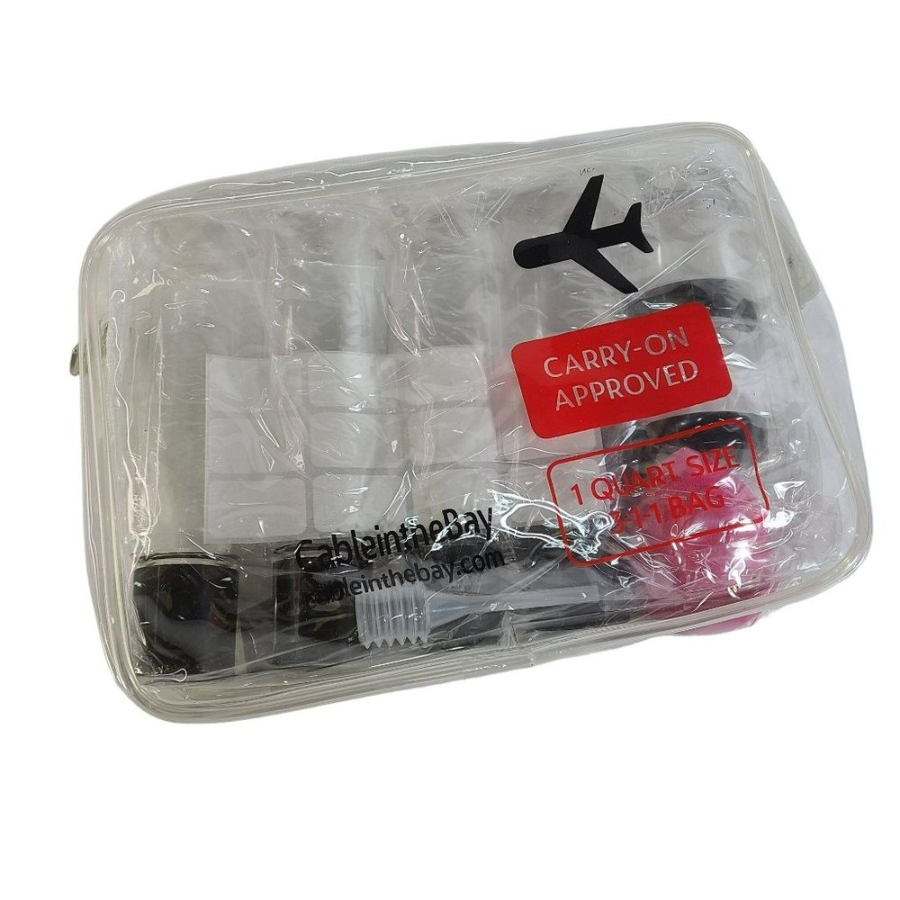 Cable In The Bay Toiletries Pack Bottles Case Carry On Approved Quart Clear NWT